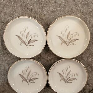 Set of 4 Vintage Kaysons Golden Rhapsody Fine China Butter Pats! 22K gold rim.